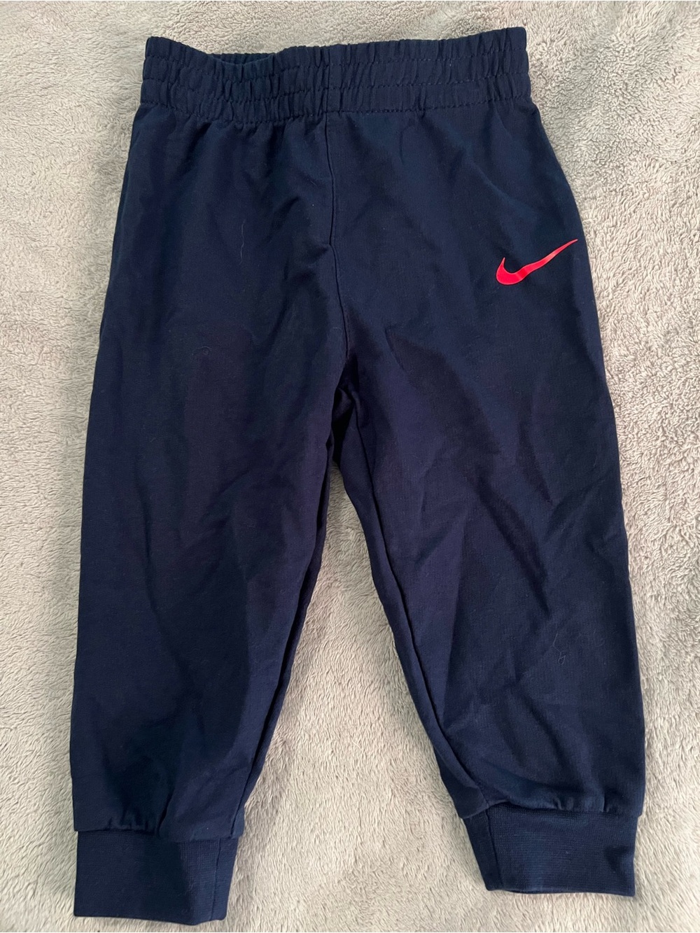 Nike Unisex Toddler Jogger Pants Blue Solid Red Logo Pull On 24M 86-92cm